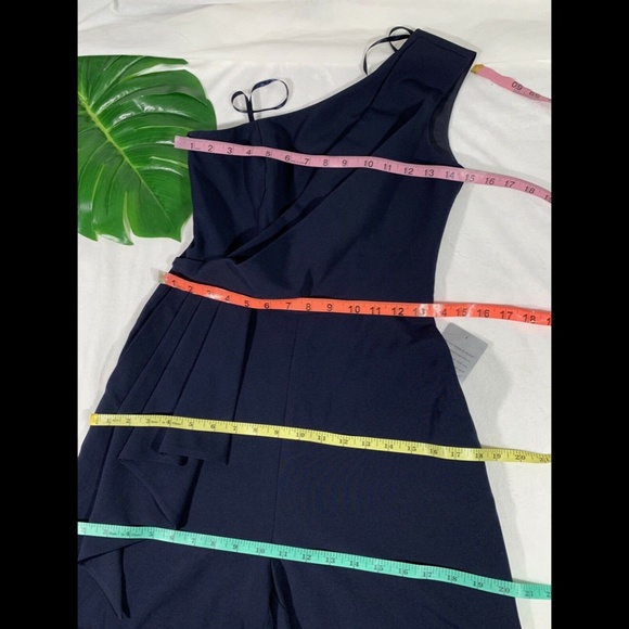 NEW $148 Eliza J One-Shoulder Laguna Crepe Jumpsuit in Navy Blue [SZ 2‎ ] - Picture 3 of 14